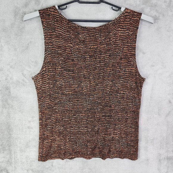 Women's Chico's Travelers Sleeveless Top Shirt Orange Pebble Print Size 3 - Picture 5 of 8